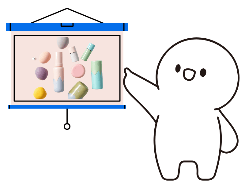 自分でデザインしたコスメボトルについて理由を説明している子どものイラスト｜Beauty Design Lab体験版 STEP4 伝える