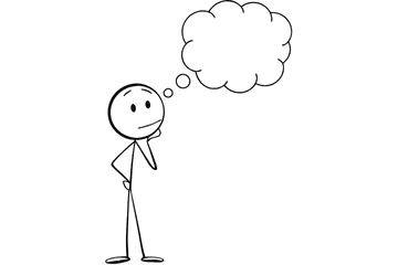 考え続ける力を表すイラスト。試行錯誤・相談・意見形成など非認知能力のイメージ。