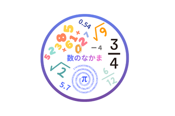 整数・分数・小数・円周率π・√2など数の仲間を図で整理したイメージ