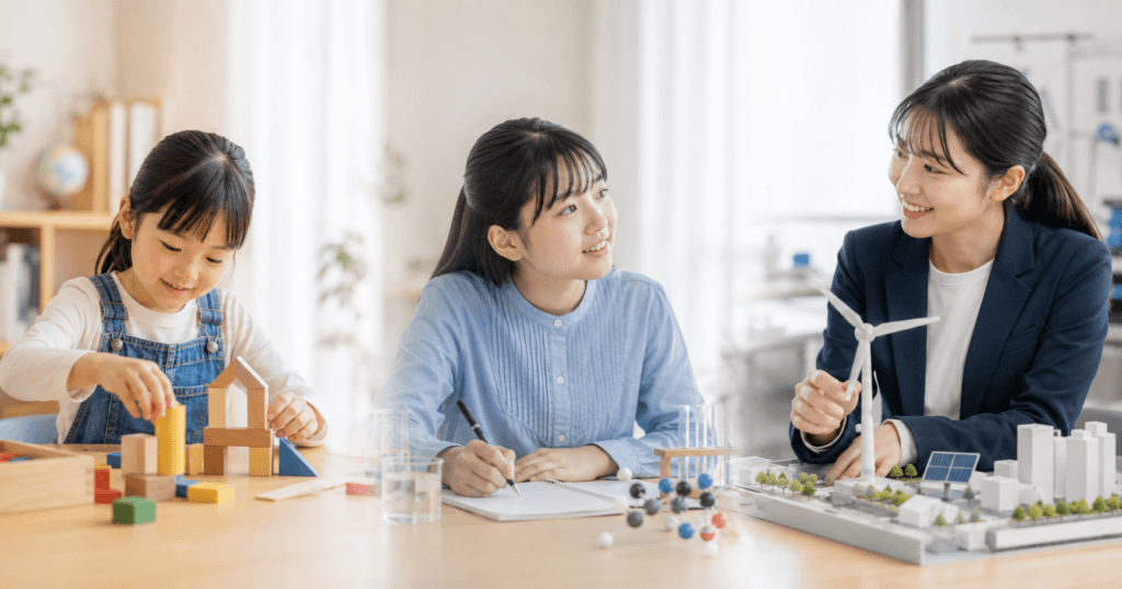 幼児期から進路選択までつながるSTEMの学び - SheSTEM Japan|教育×ジェンダー×共創で、未来を変える。 幼児期のブロック遊びから探究学習、女性技術者との対話へと、成長に沿ってSTEMに触れる女子の姿